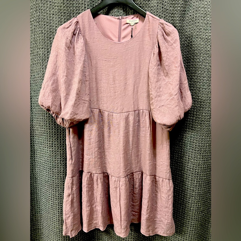 Andrew By Unit Boho Tiered Dress Babydoll size Large light purple